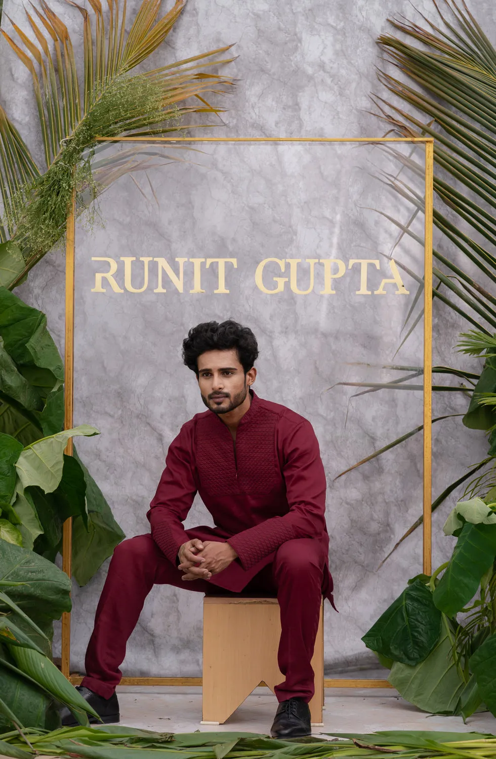 Cherry Maroon Quilted Kurta Set