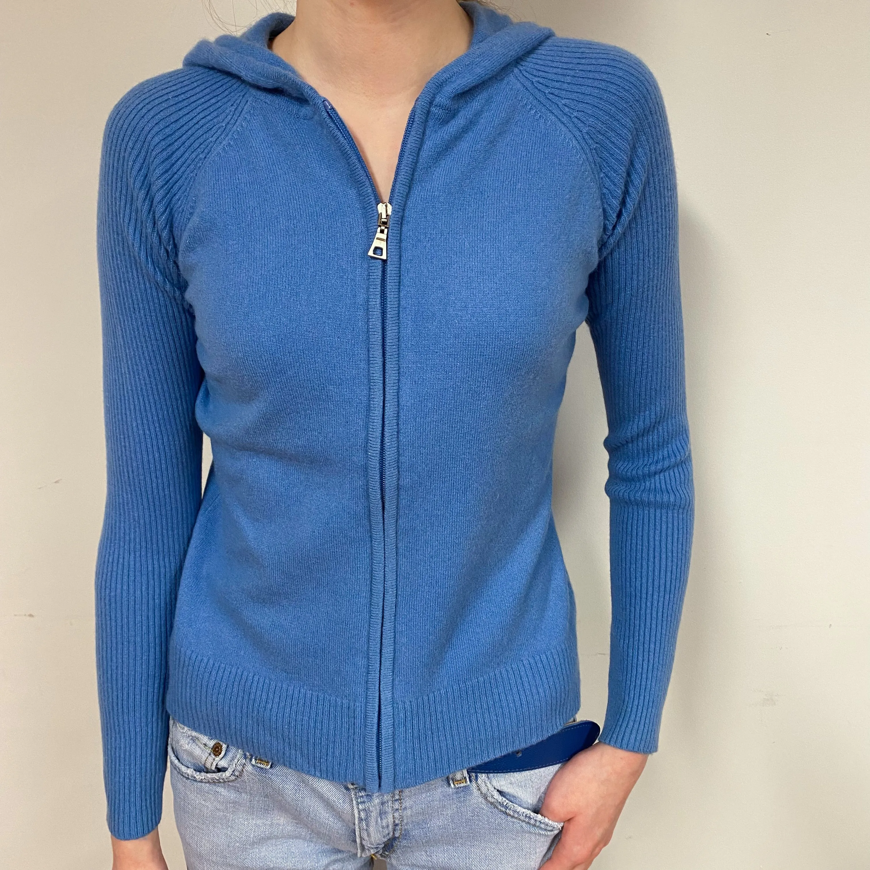 Cornflower Blue Cashmere Hoodie Extra Small