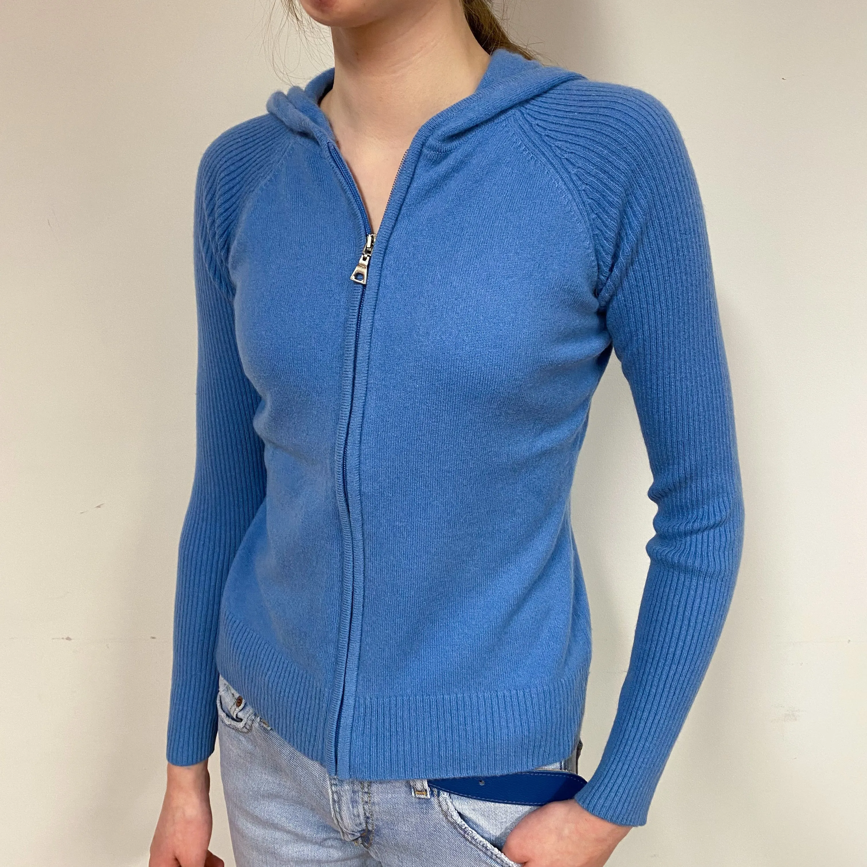 Cornflower Blue Cashmere Hoodie Extra Small