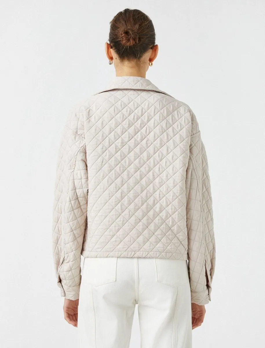 Cropped Quilted Jacket in Cream
