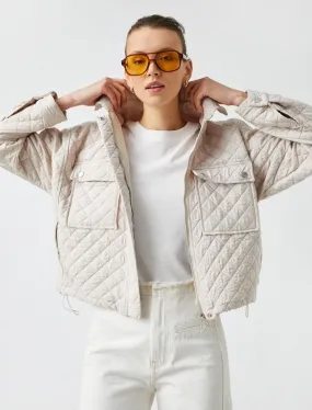 Cropped Quilted Jacket in Cream