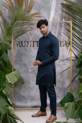 Deep Blue Quilted Kurta Set