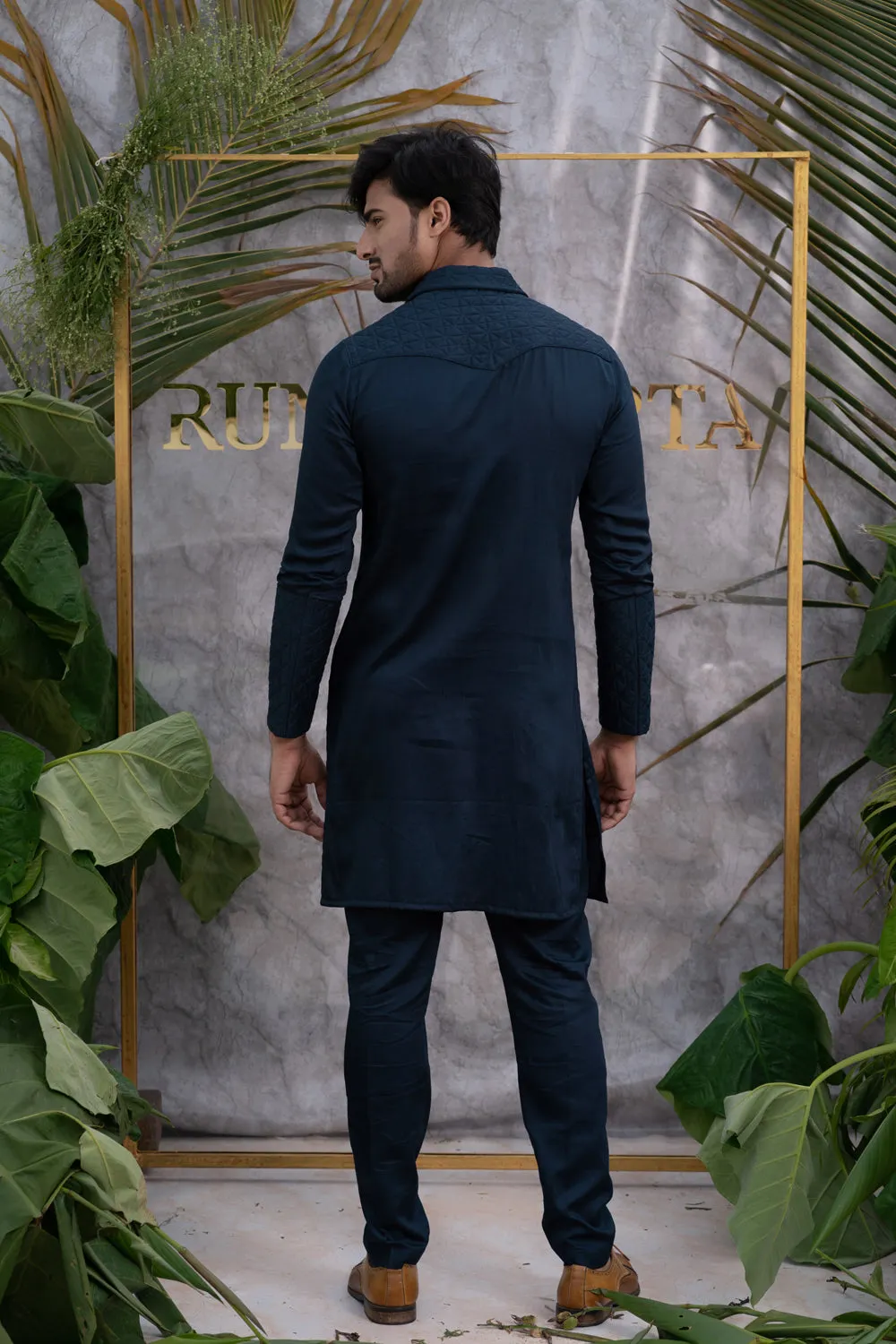 Deep Blue Quilted Kurta Set