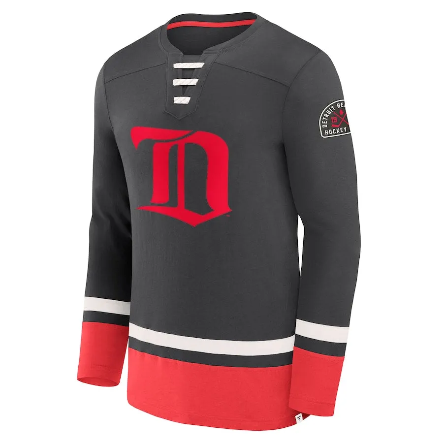 Detroit Redwings Fanatics High Point Lace Up Long Sleeve
