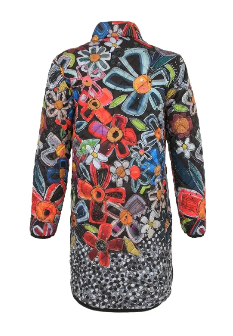 DOLCEZZA<BR>
Floral Print Quilted Coat<BR>
Multi<BR>