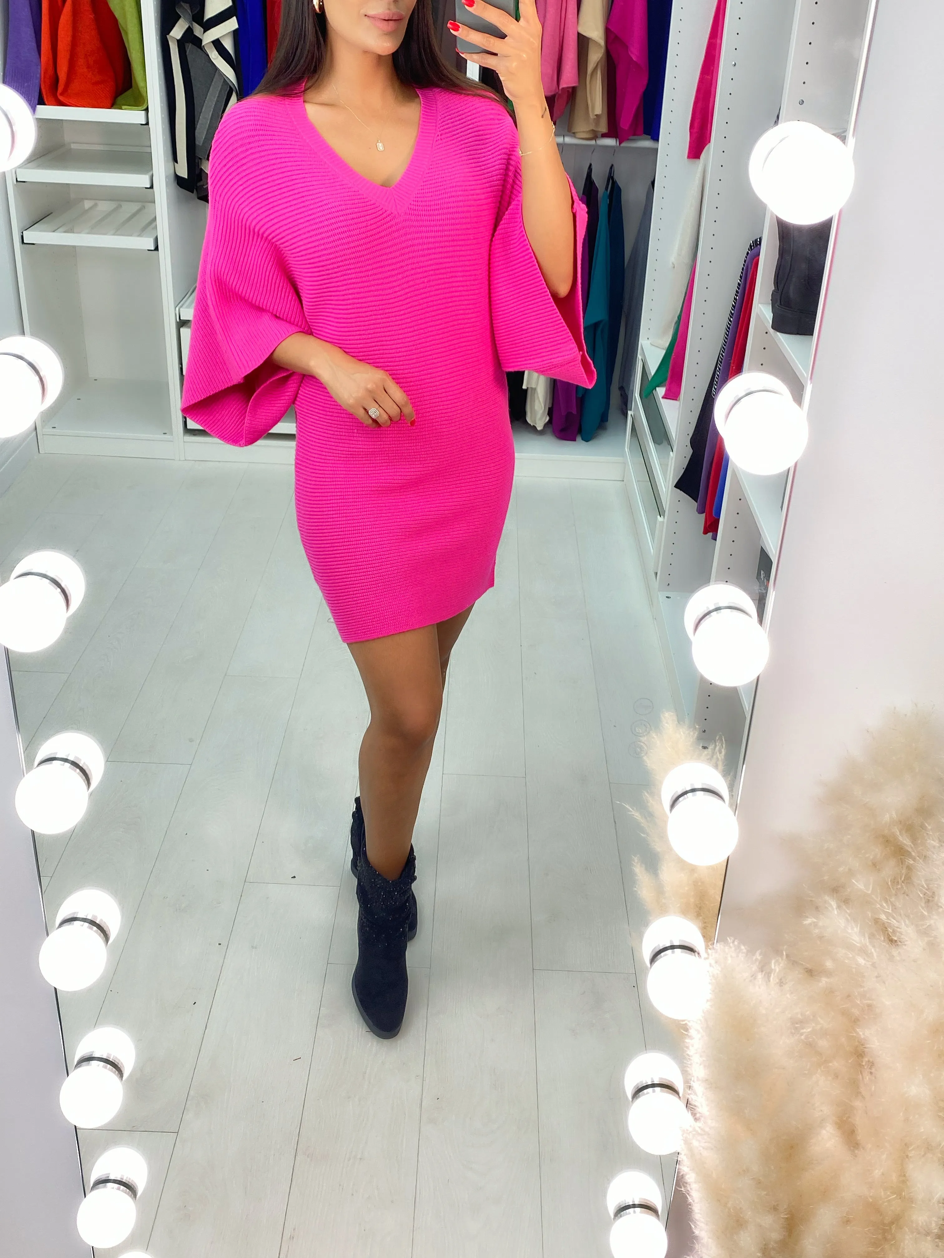 Doreta Ribbed V-Neck LongLine Jumper