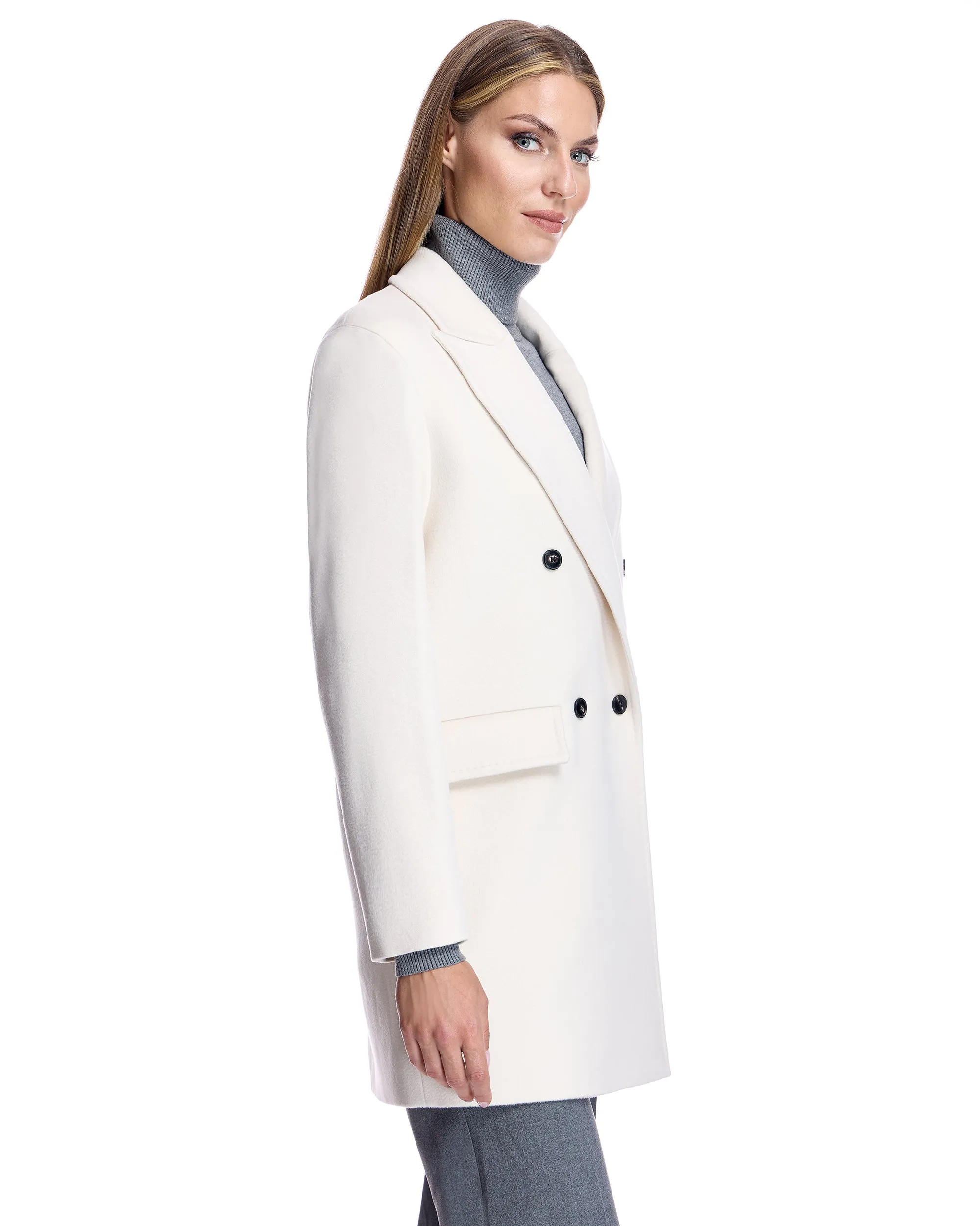 Double Breasted Wool Blend Coat