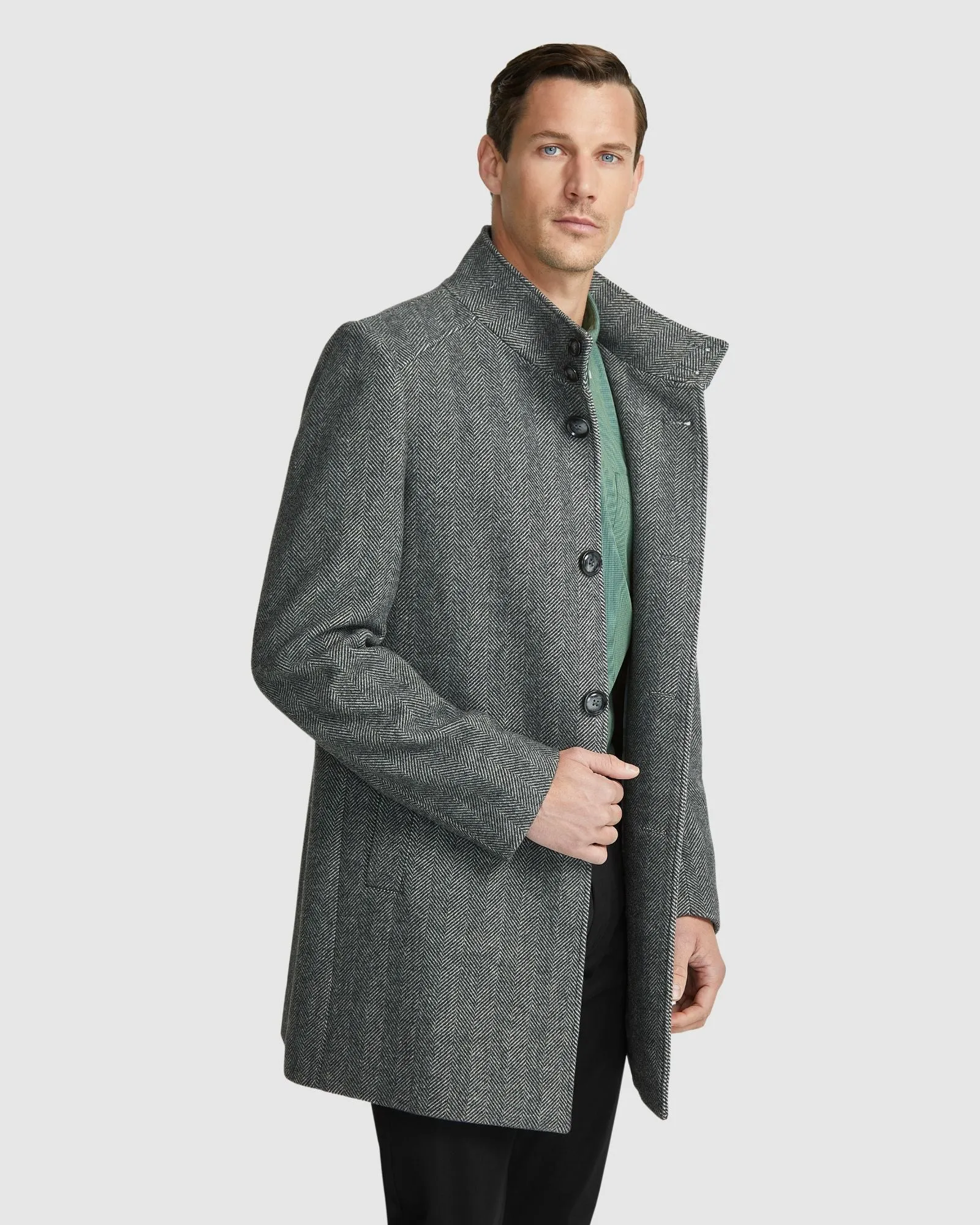 Dunbar Herringbone Wool Rich Coat