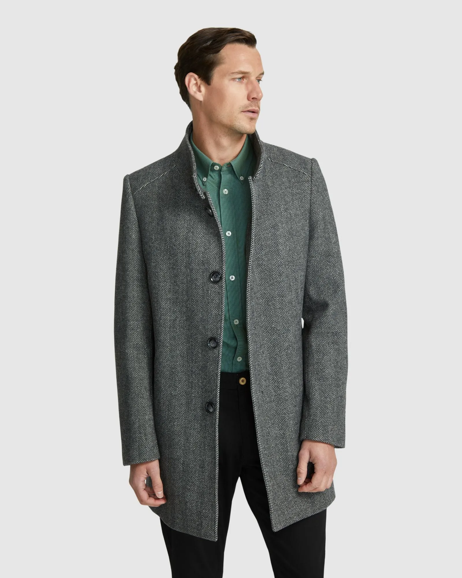 Dunbar Herringbone Wool Rich Coat