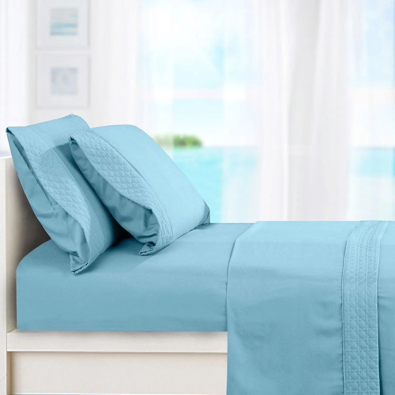 Elegant Comfort Quilted 4-Piece Sheet Set, Premium Hotel Quality
