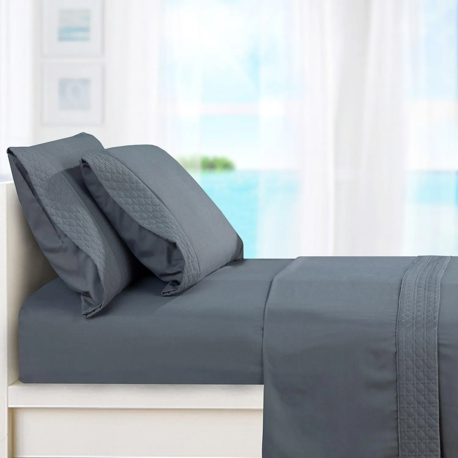 Elegant Comfort Quilted 4-Piece Sheet Set, Premium Hotel Quality