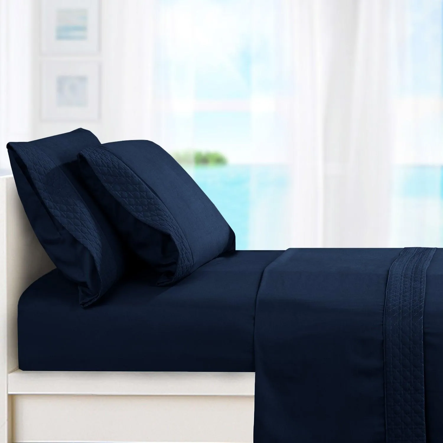 Elegant Comfort Quilted 4-Piece Sheet Set, Premium Hotel Quality