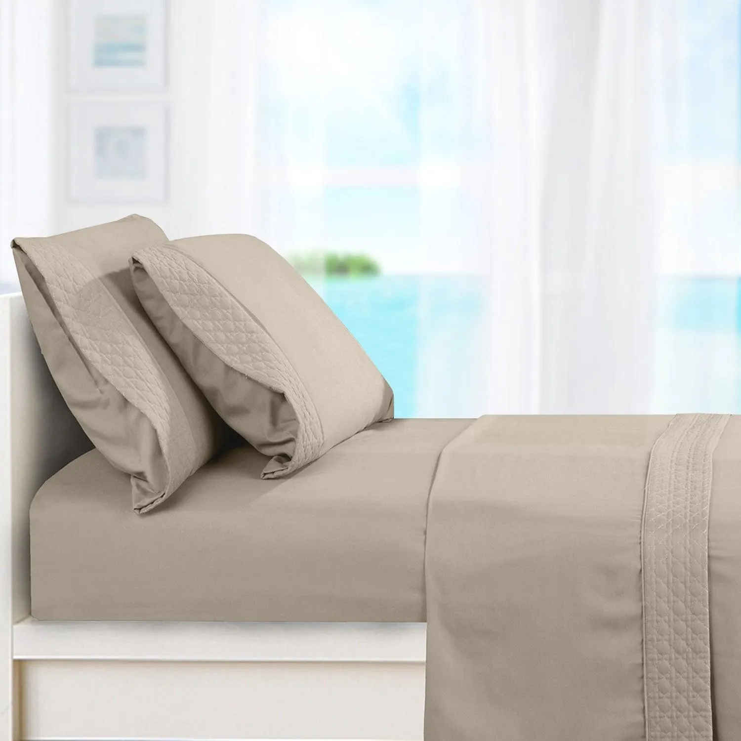 Elegant Comfort Quilted 4-Piece Sheet Set, Premium Hotel Quality