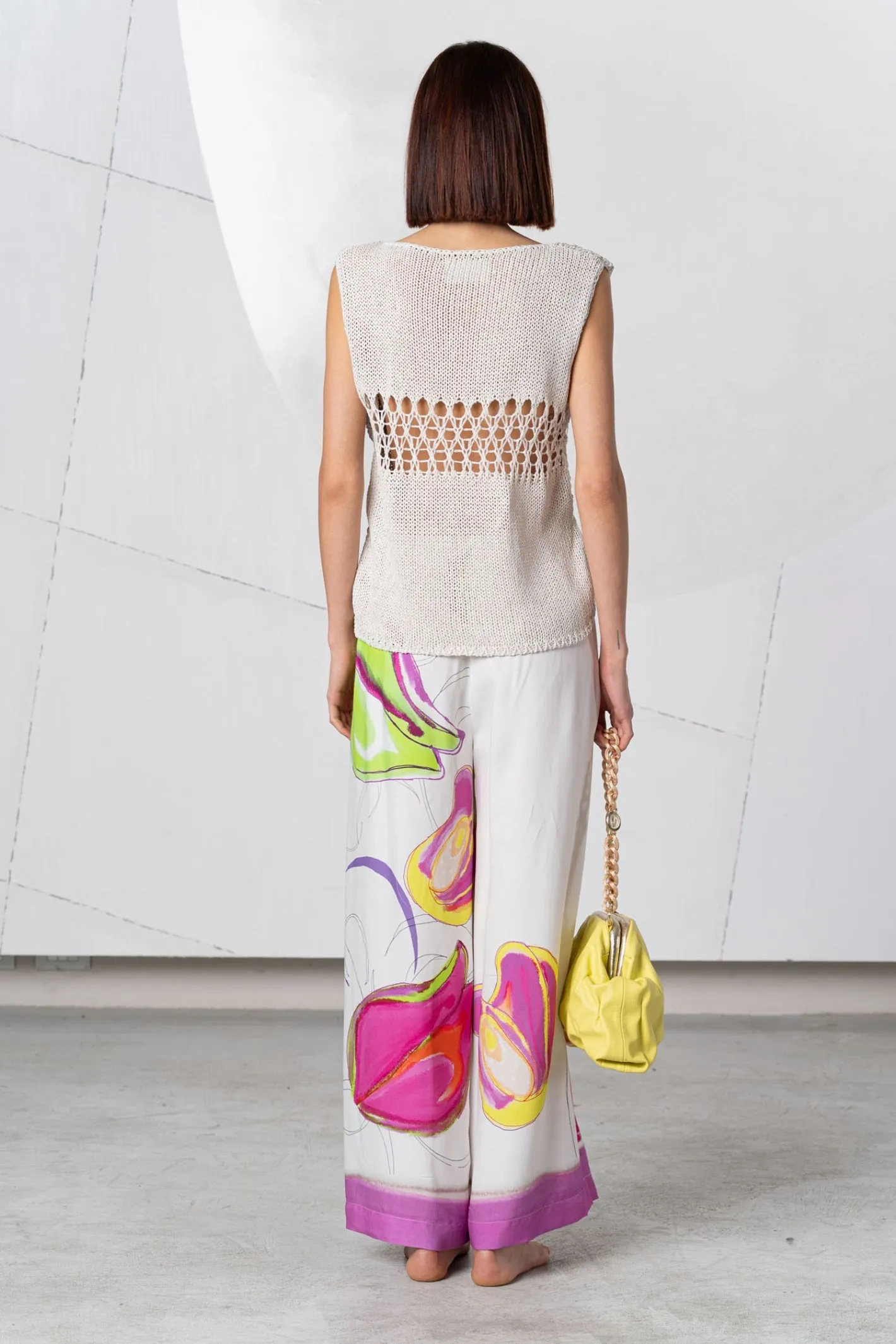 Elisa Cavaletti 04196 Perforated Beige Knit Top