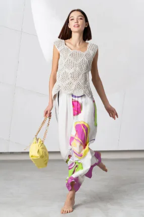Elisa Cavaletti 04196 Perforated Beige Knit Top
