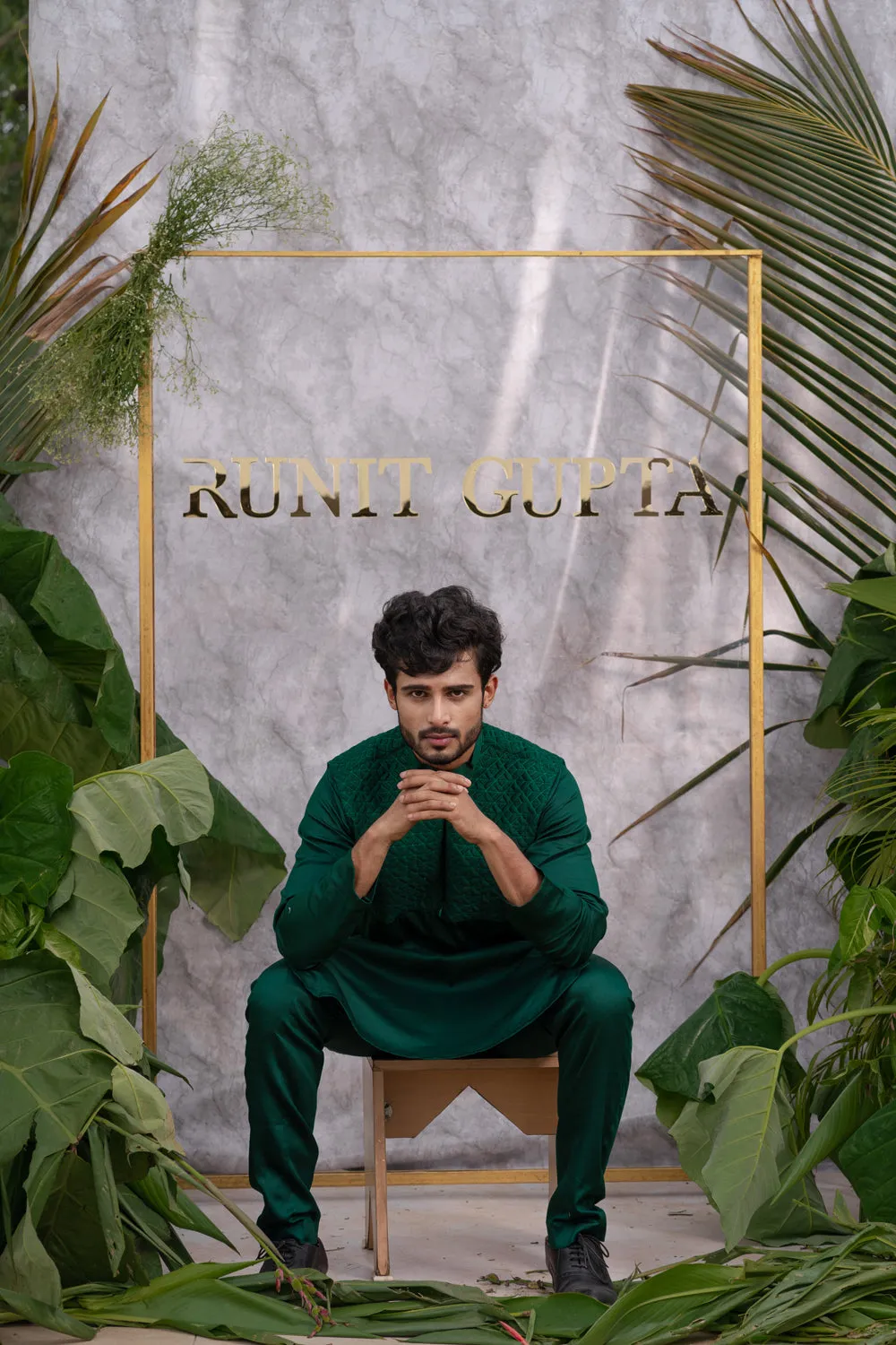 Emerald Green Quilted Kurta Set