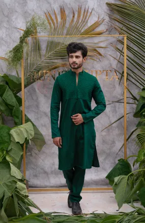 Emerald Green Quilted Kurta Set