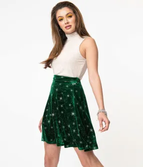 Emerald Velvet and Starburst Sweet Talk Flair Skirt
