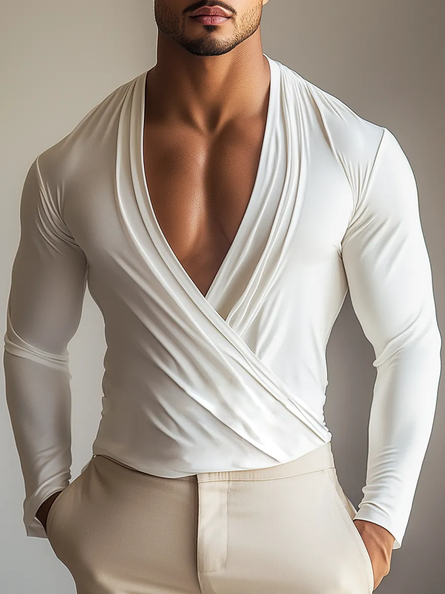 Fashion Cross V Neck Long Sleeve T-Shirt