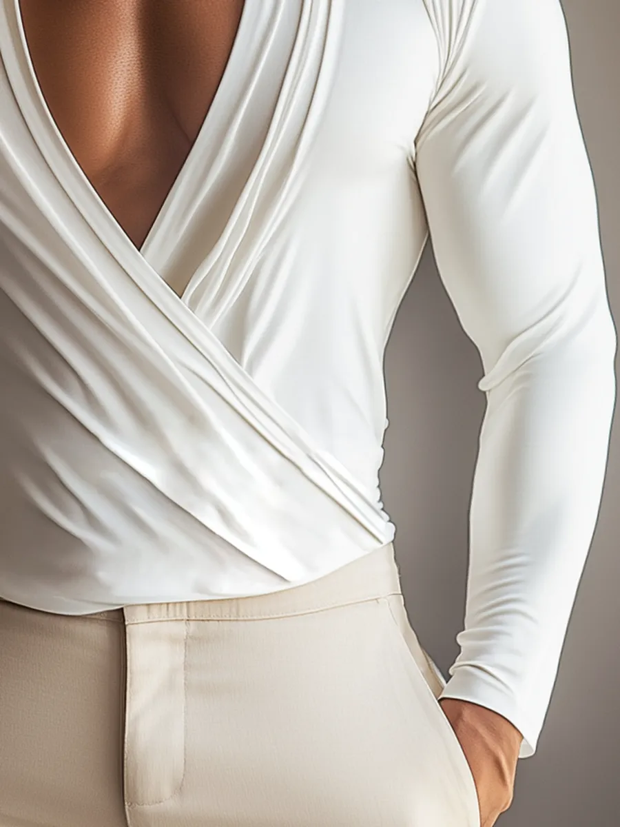 Fashion Cross V Neck Long Sleeve T-Shirt