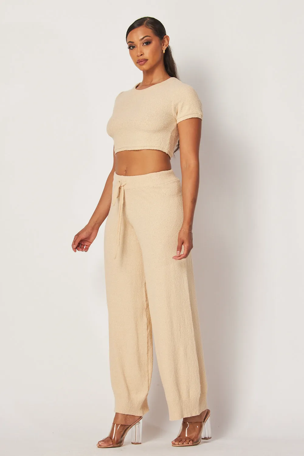 Felisha Knit Crop Top & Wide Leg Drawstring Pants