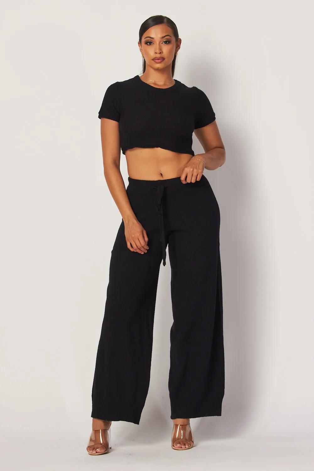 Felisha Knit Crop Top & Wide Leg Drawstring Pants