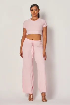Felisha Knit Crop Top & Wide Leg Drawstring Pants