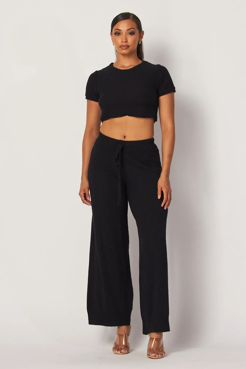 Felisha Knit Crop Top & Wide Leg Drawstring Pants