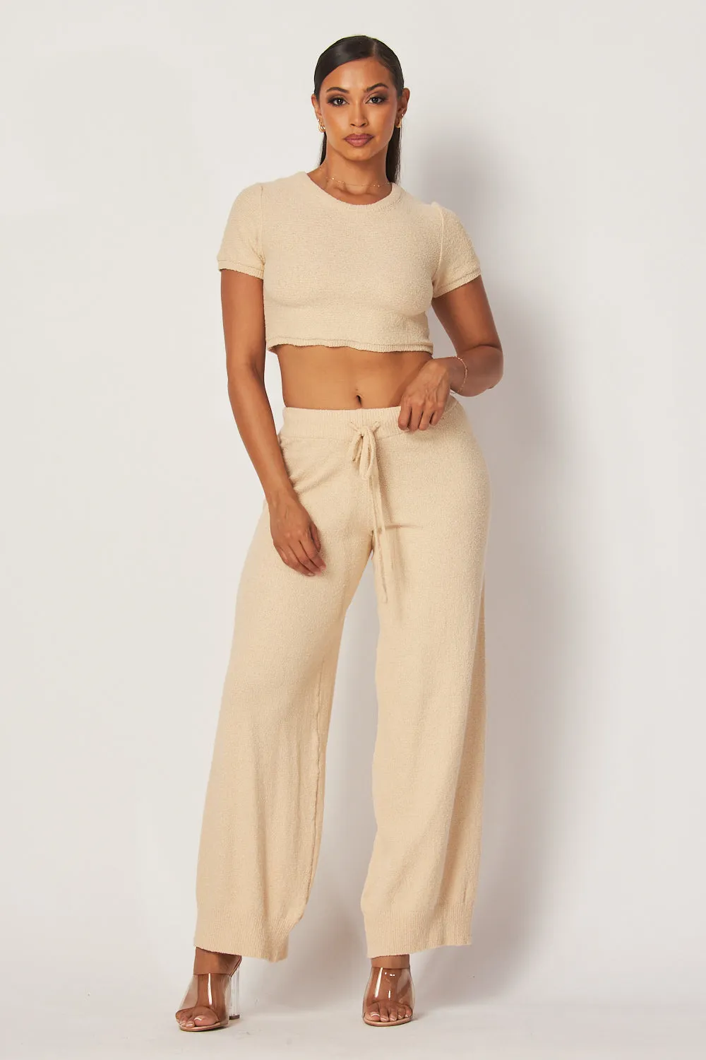 Felisha Knit Crop Top & Wide Leg Drawstring Pants