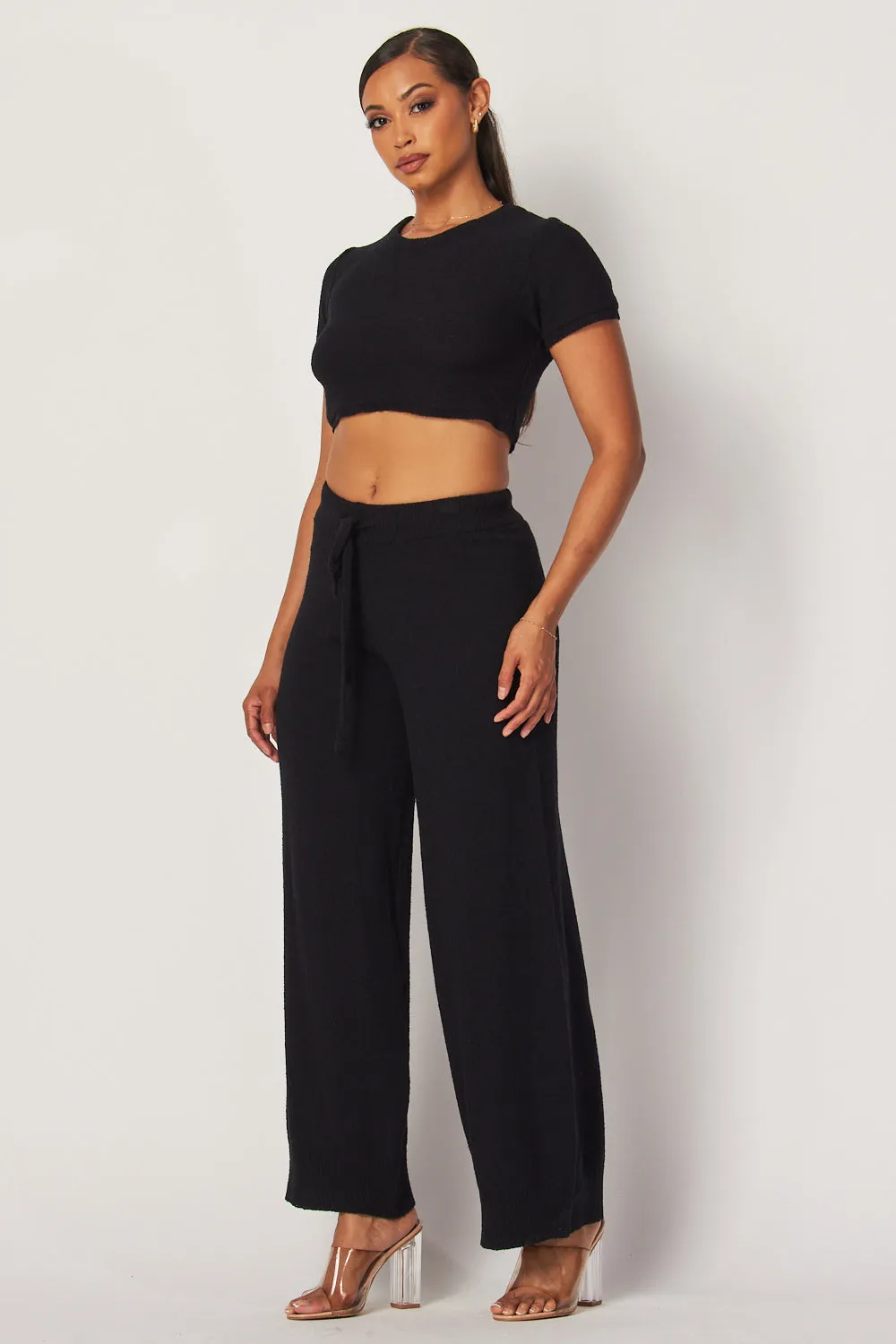 Felisha Knit Crop Top & Wide Leg Drawstring Pants