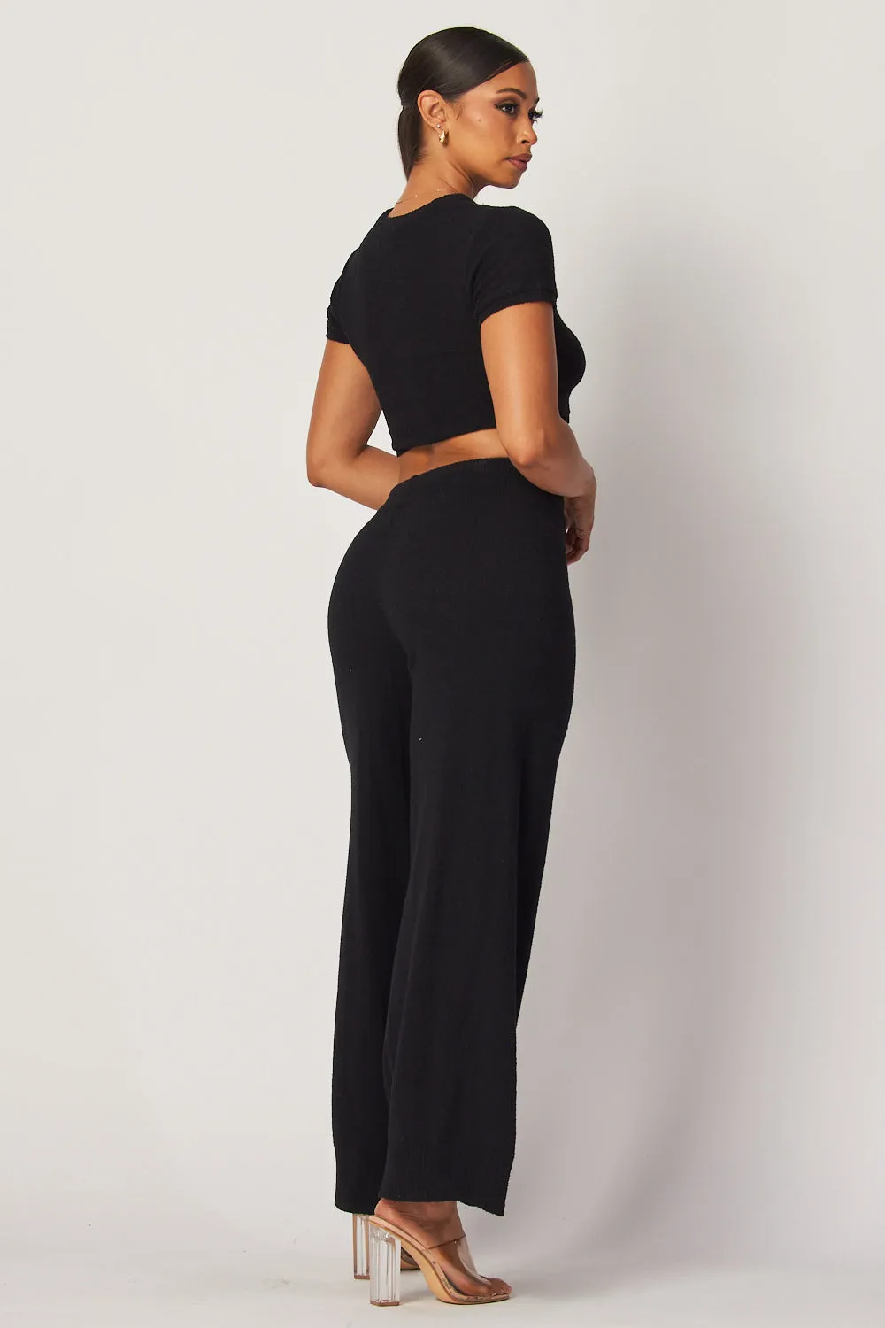 Felisha Knit Crop Top & Wide Leg Drawstring Pants