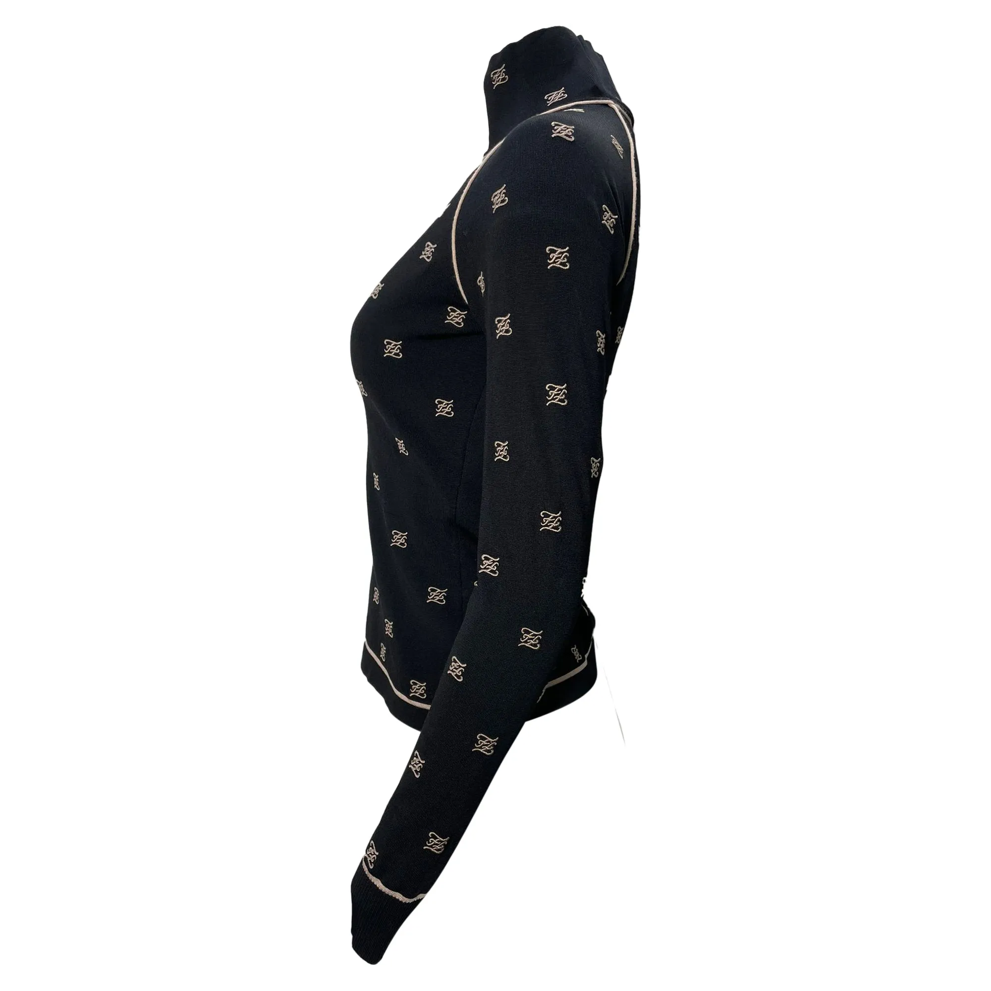 Fendi Monogram Turtleneck Jumper in Black Viscose