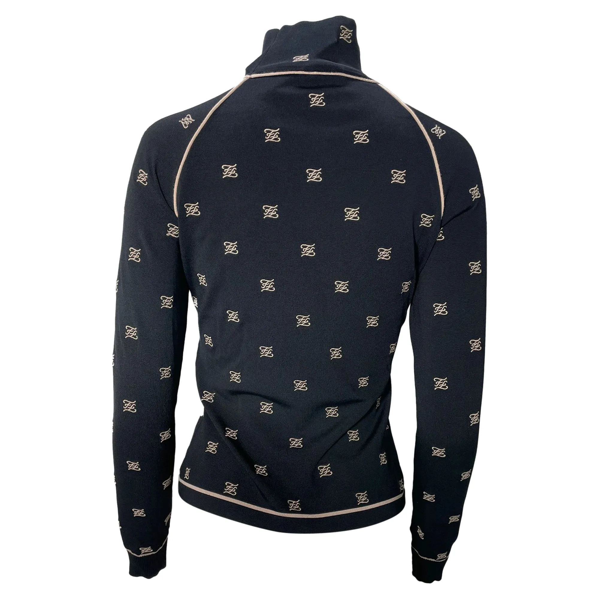 Fendi Monogram Turtleneck Jumper in Black Viscose