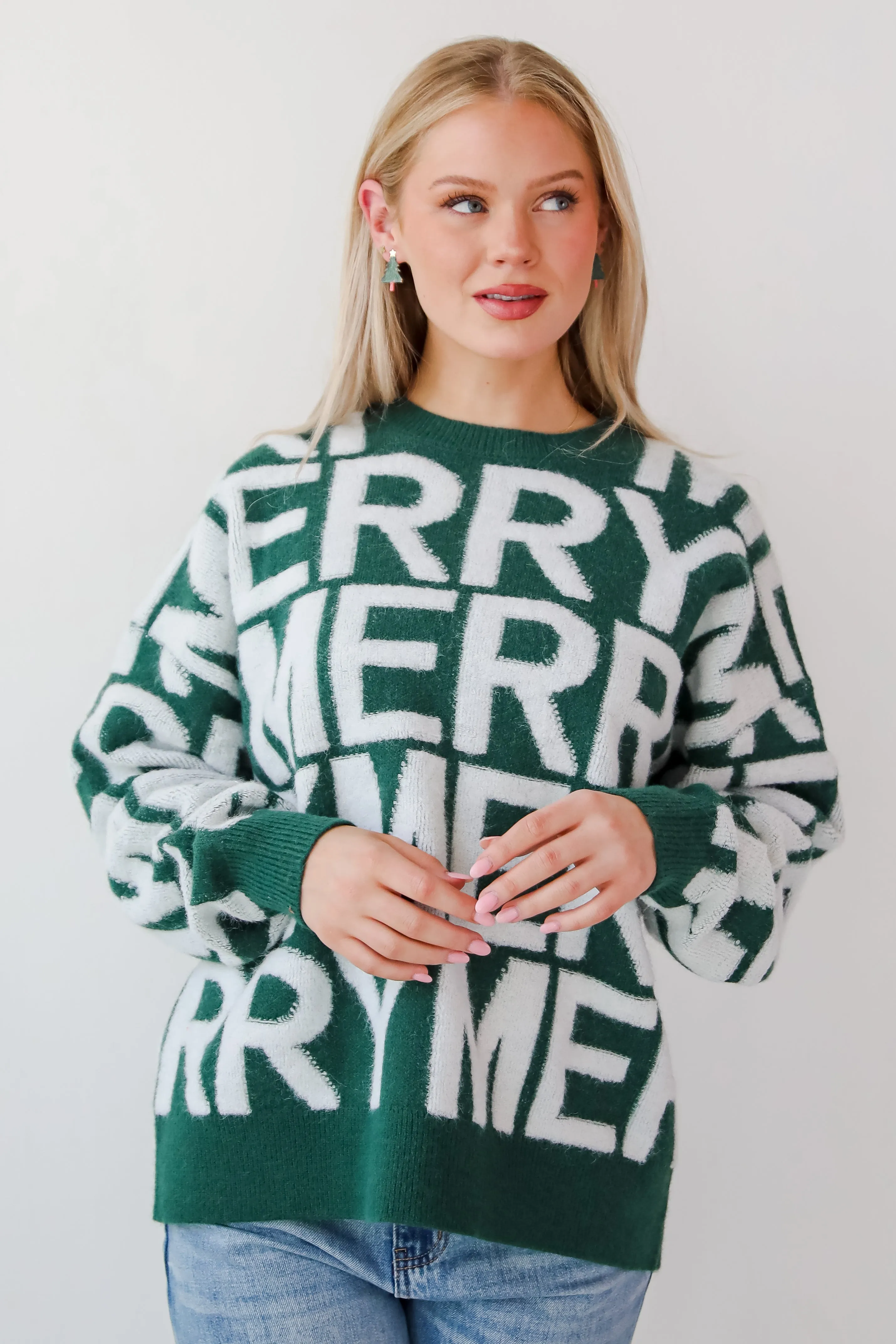 FINAL SALE - Hunter Green Merry Sweater