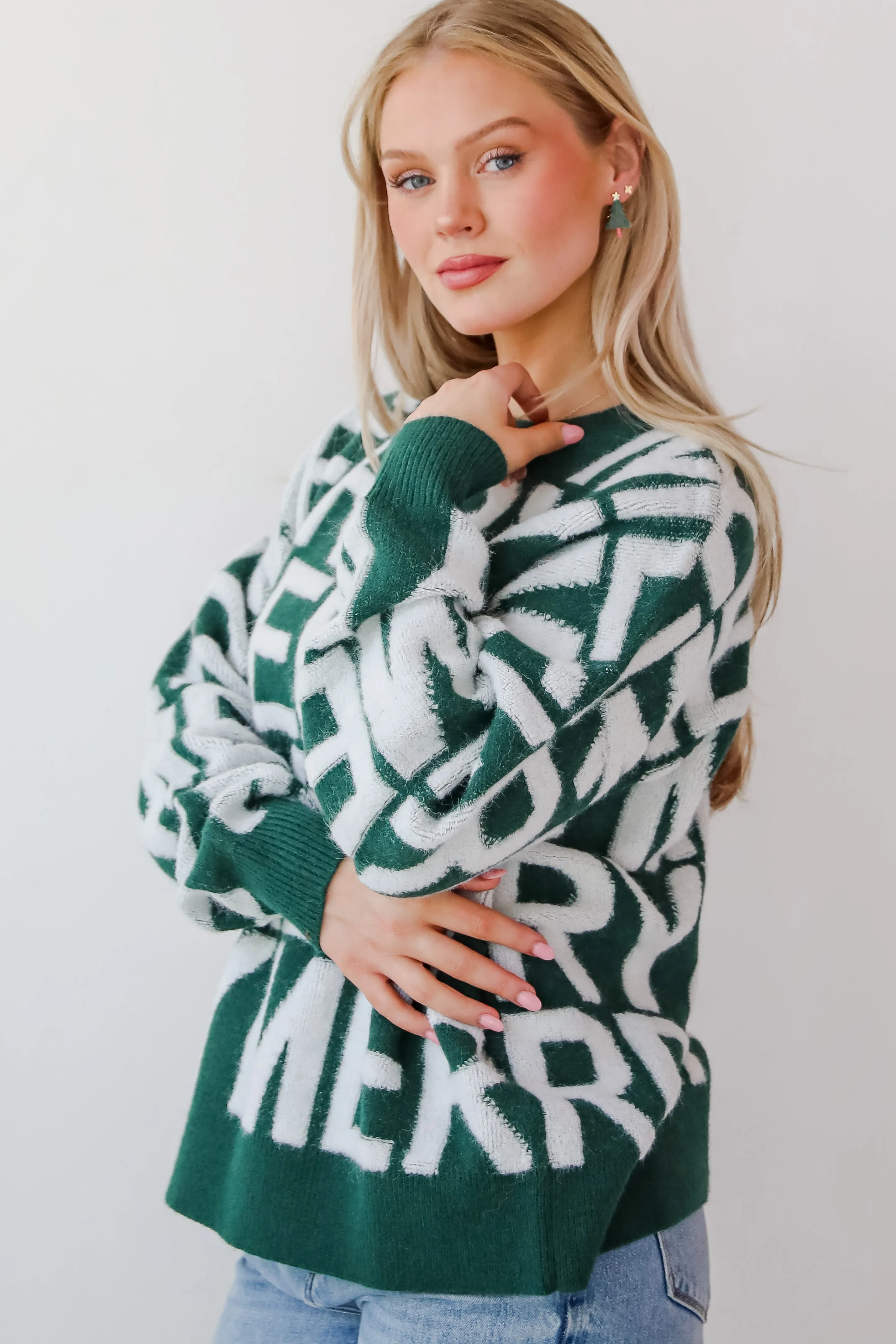 FINAL SALE - Hunter Green Merry Sweater