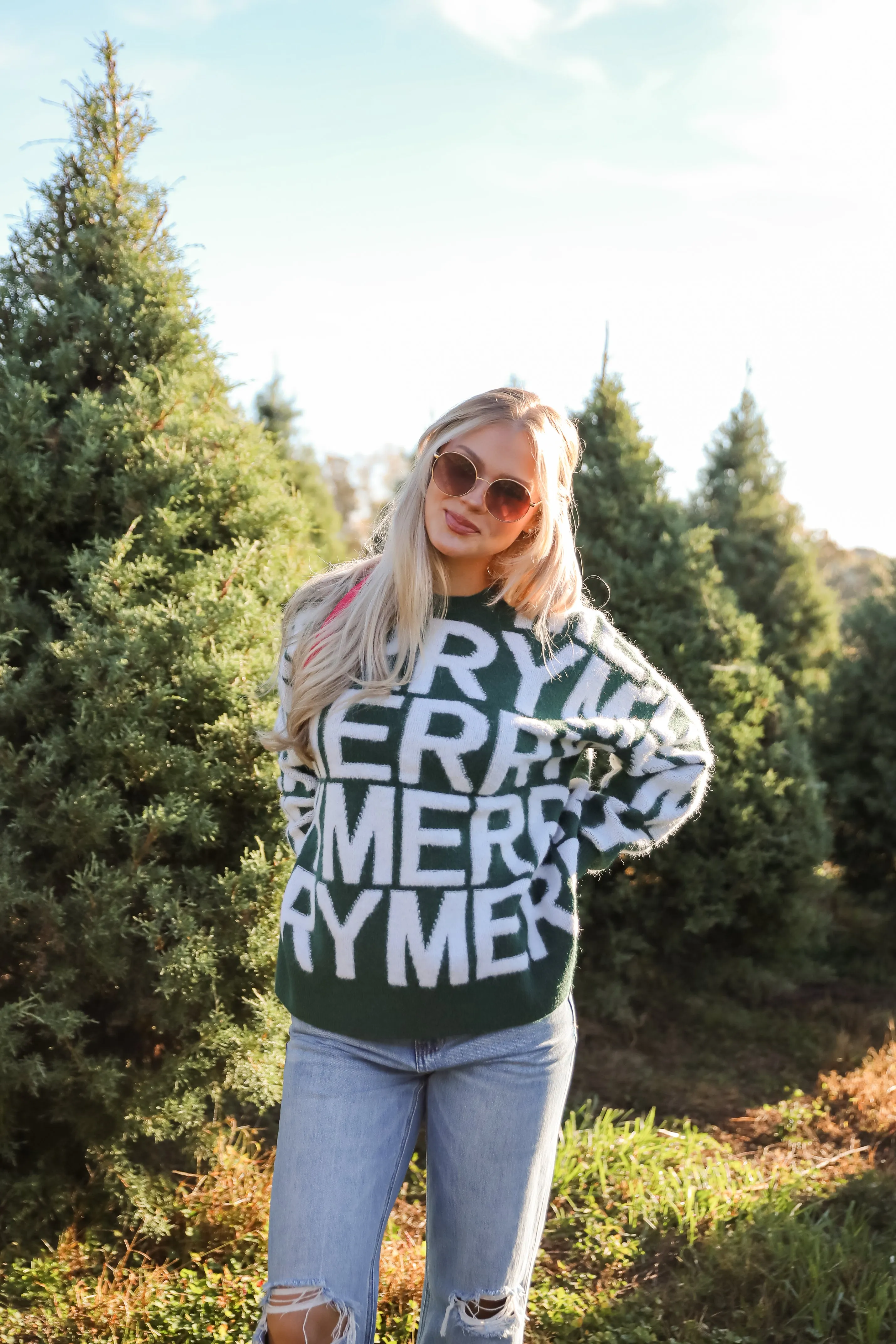 FINAL SALE - Hunter Green Merry Sweater