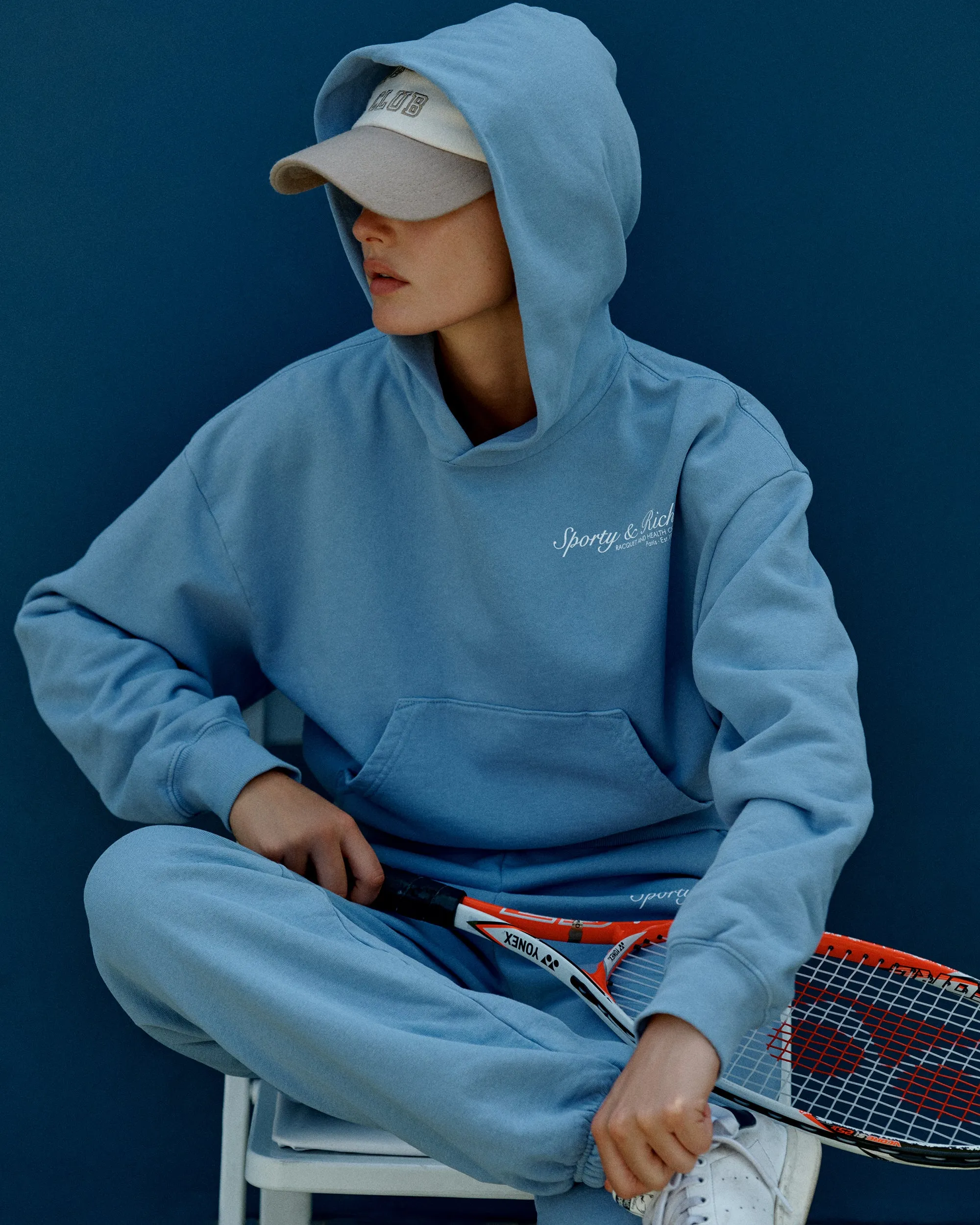 French Sweatpant - Washed Periwinkle/White