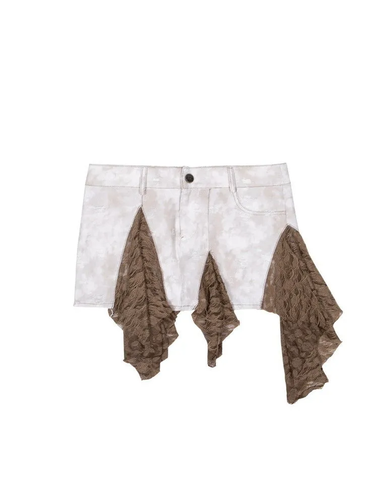 Frill Asymmetry Nichi Damate Mini-Skirt