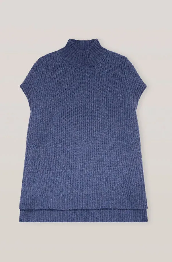 GANNI Ribbed Wool-Blend Sleeveless Sweater