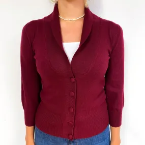 Garnet Red 3/4 Sleeve Cashmere Shawl Collar Cardigan Small