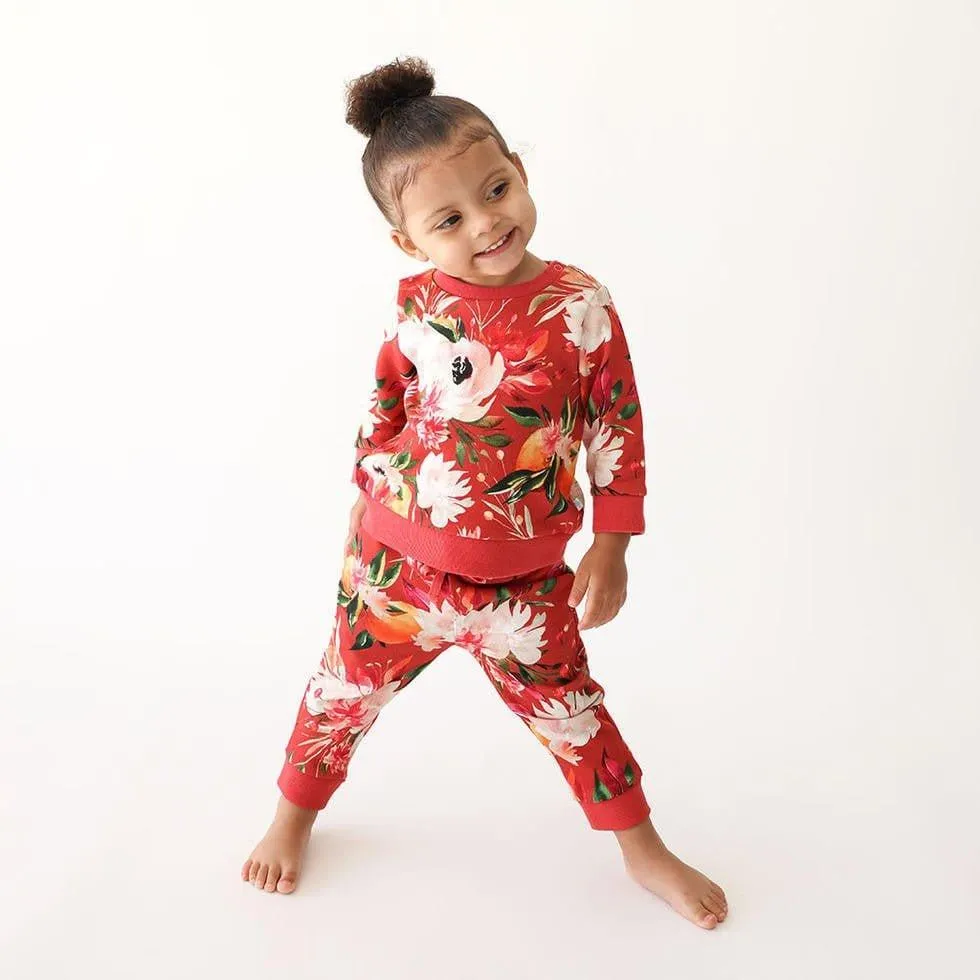 Girl's Long Sleeve Sweatshirt & Jogger Set, Leonora (Floral)