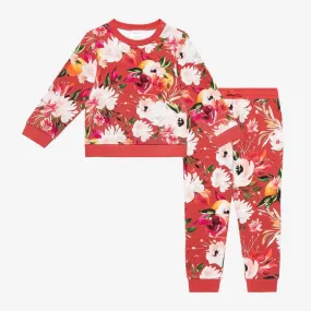 Girl's Long Sleeve Sweatshirt & Jogger Set, Leonora (Floral)