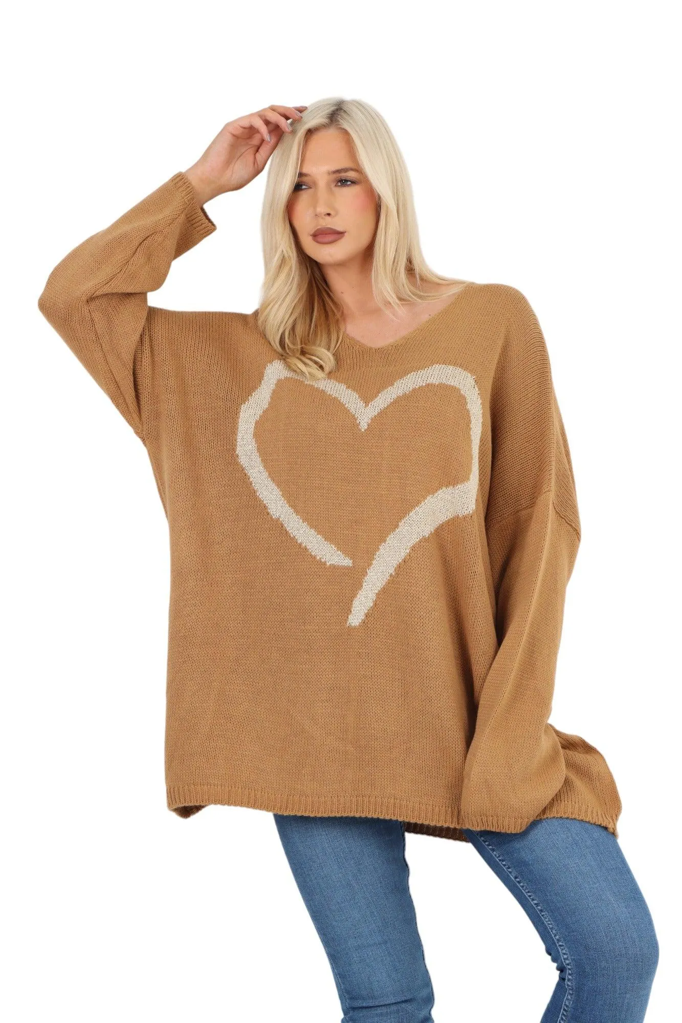 Glitter Heart Print Jumper Top