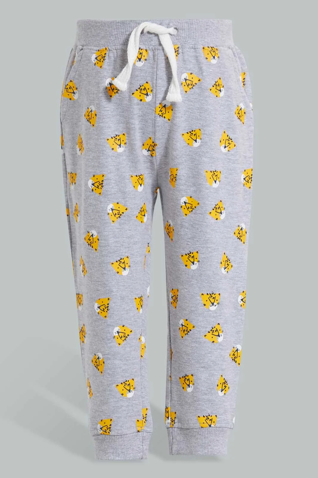 Grey And Mustard Tiger Jogger For Baby Boys (Pack of 2)