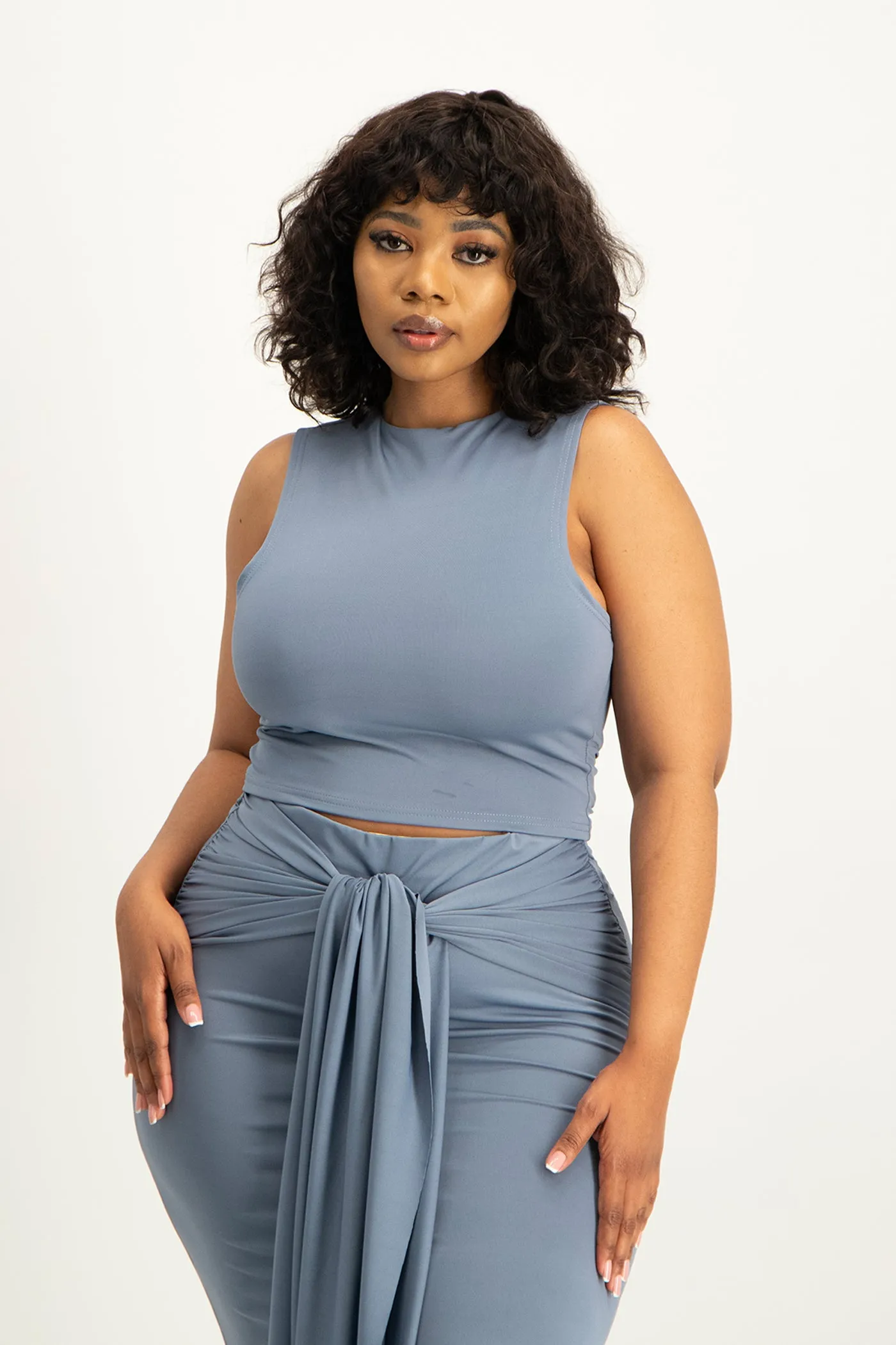 Hazel High Neck Crop Top - Flintstone
