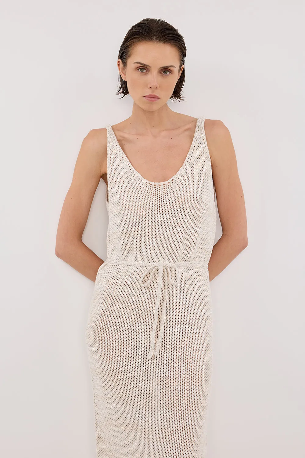 HEIDI CREAM MARLE KNIT MAXI DRESS