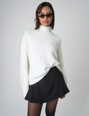 High Neck Knit Jumper White