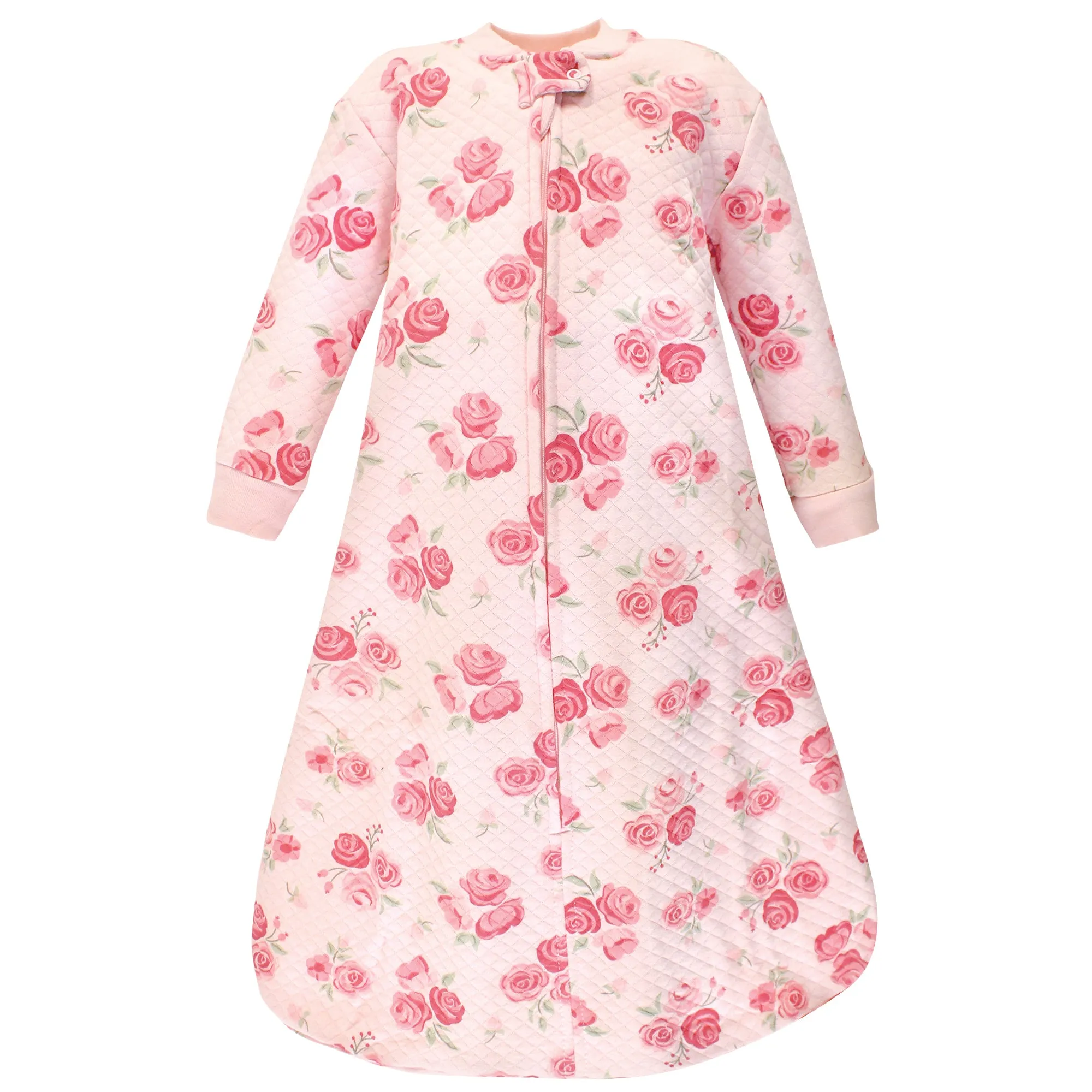 Hudson Baby Premium Quilted Long Sleeve Sleeping Bag and Wearable Blanket, Blush Rose