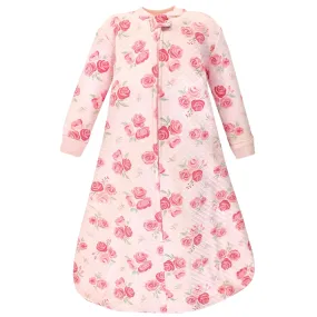 Hudson Baby Premium Quilted Long Sleeve Sleeping Bag and Wearable Blanket, Blush Rose