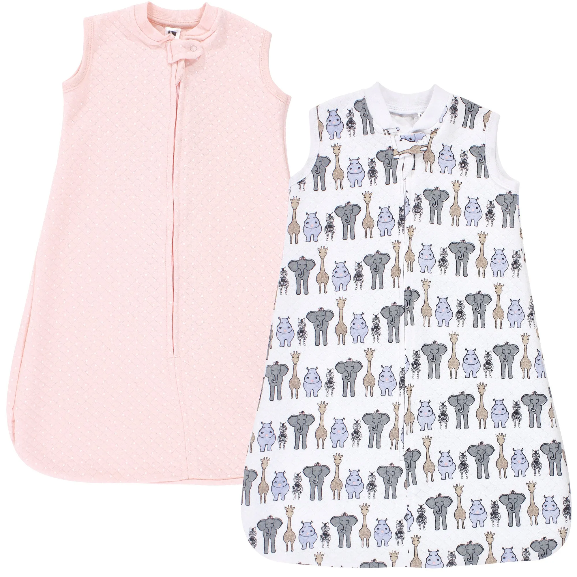 Hudson Baby Premium Quilted Sleeveless Sleeping Bag and Wearable Blanket, Pink Safari